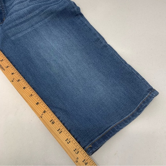 Democracy Shorts 8 Bermuda Demin Ab Solution  Slimming Stretch Blue Capri Travel - Picture 11 of 11